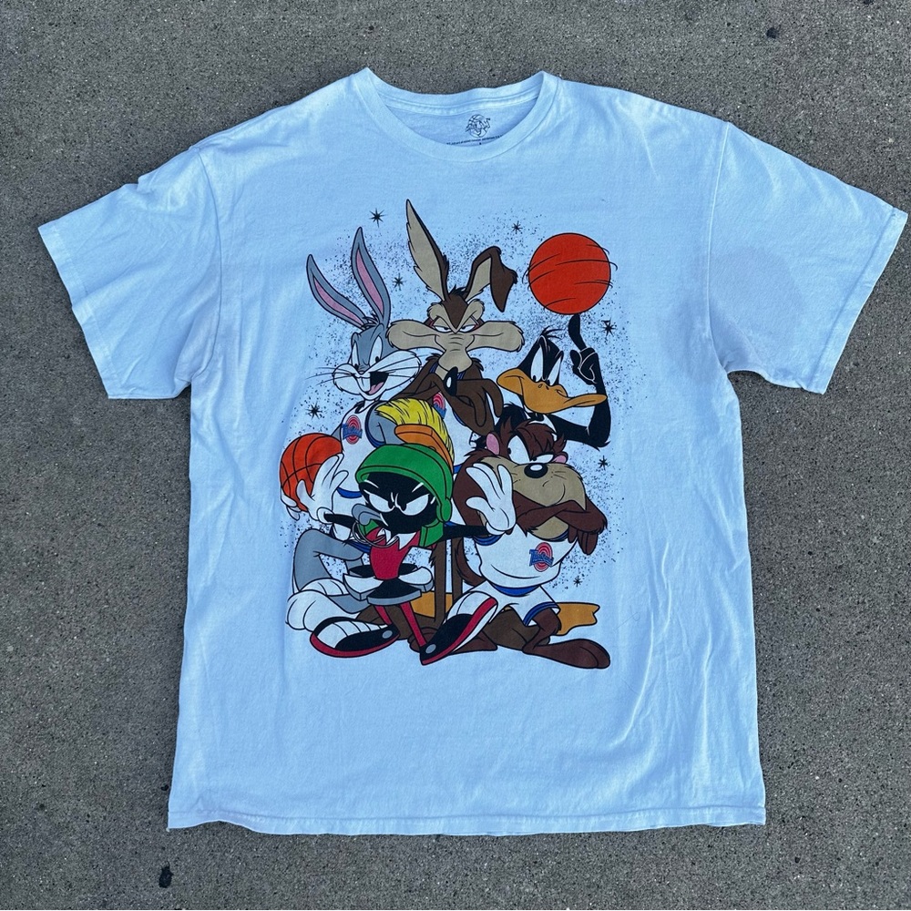 Looney Tunes Space Jam Bugs Taz Marvin Donald Coyote White T-Shirt Mens Large